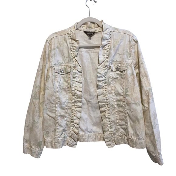 Denver Hayes Floral Ruffle Jean Jacket - Picture 2 of 5
